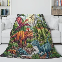Dinosaure Plaid en Polaire Imprimé 3D Couverture Douce Confortable pour Canapé Lit Bureau