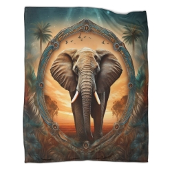 Éléphant Plaid en Polaire Imprimé 3D Couverture Douce Confortable pour Canapé Lit Bureau