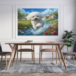 Bichon Peinture sur toile sans cadre, impressions posters art mural pour déco maison chambre bureau