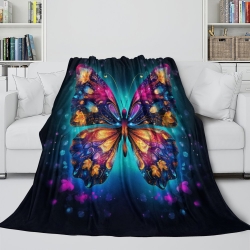 Papillon Plaid en Polaire Imprimé 3D Couverture Douce Confortable pour Canapé Lit Bureau