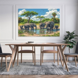 Éléphant Peinture sur toile sans cadre, impressions posters art mural pour déco maison chambre bureau