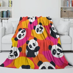 Cute Panda Plaid en Polaire Imprimé 3D Couverture Douce Confortable pour Canapé Lit Bureau