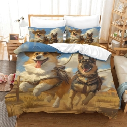 Corgi Housse de Couette Imprimée 3D Douce 3 Pièces Literie Garçons Filles