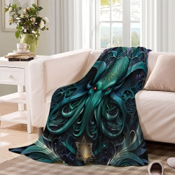 Mythe de l'horreur Cthulhu Plaid en Polaire Imprimé 3D Couverture Douce Confortable pour Canapé Lit Bureau