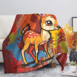 Cerf sika Plaid en Polaire Imprimé 3D Couverture Douce Confortable pour Canapé Lit Bureau