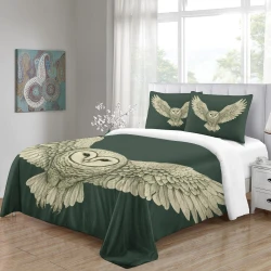 Hibou Housse de Couette Imprimée 3D Douce 3 Pièces Literie Garçons Filles