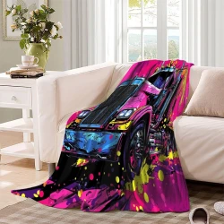 Gros camion Plaid en Polaire Imprimé 3D Couverture Douce Confortable pour Canapé Lit Bureau