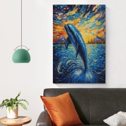 Dauphin Peinture sur toile sans cadre, impressions posters art mural pour déco maison chambre bureau