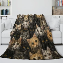 Chat Plaid en Polaire Imprimé 3D Couverture Douce Confortable pour Canapé Lit Bureau