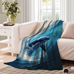 Dauphin Plaid en Polaire Imprimé 3D Couverture Douce Confortable pour Canapé Lit Bureau