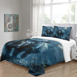Rhinocéros Housse de Couette Imprimée 3D Douce 3 Pièces Literie Garçons Filles