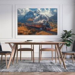 Train à vapeur Peinture sur toile sans cadre, impressions posters art mural pour déco maison chambre bureau