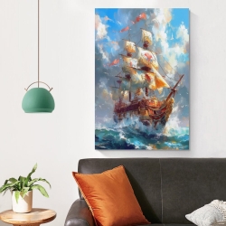 Voilier Peinture sur toile sans cadre, impressions posters art mural pour déco maison chambre bureau