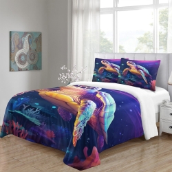 Tortue de mer Housse de Couette Imprimée 3D Douce 3 Pièces Literie Garçons Filles