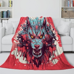 Loup Plaid en Polaire Imprimé 3D Couverture Douce Confortable pour Canapé Lit Bureau