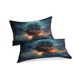 Voilier Housse de Couette Imprimée 3D Douce 3 Pièces Literie Garçons Filles