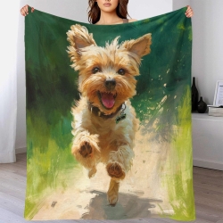 Yorkshire Terrier Plaid en Polaire Imprimé 3D Couverture Douce Confortable pour Canapé Lit Bureau
