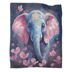 Éléphant Plaid en Polaire Imprimé 3D Couverture Douce Confortable pour Canapé Lit Bureau