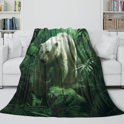 Ours polaire Plaid en Polaire Imprimé 3D Couverture Douce Confortable pour Canapé Lit Bureau