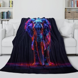 Éléphant Plaid en Polaire Imprimé 3D Couverture Douce Confortable pour Canapé Lit Bureau