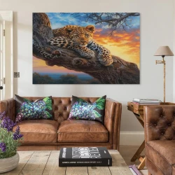 Léopard Peinture sur toile sans cadre, impressions posters art mural pour déco maison chambre bureau