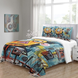 Art abstrait Housse de Couette Imprimée 3D Douce 3 Pièces Literie Garçons Filles