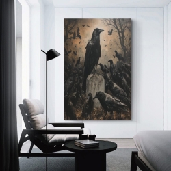Corbeau Peinture sur toile sans cadre, impressions posters art mural pour déco maison chambre bureau