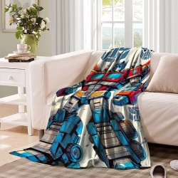 Transformers Optimus Prime Plaid en Polaire Imprimé 3D Couverture Douce Confortable pour Canapé Lit Bureau