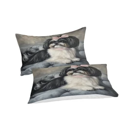 Shih Tzu Housse de Couette Imprimée 3D Douce 3 Pièces Literie Garçons Filles