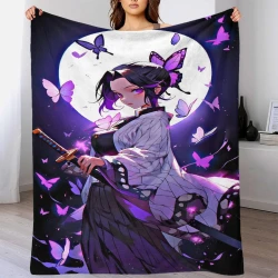 Tueur de démons: Demon Slayer Plaid en Polaire Imprimé 3D Couverture Douce Confortable pour Canapé Lit Bureau