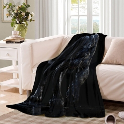 Panthère noire Plaid en Polaire Imprimé 3D Couverture Douce Confortable pour Canapé Lit Bureau