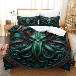 Mythe de l'horreur Cthulhu Housse de Couette Imprimée 3D Douce 3 Pièces Literie Garçons Filles