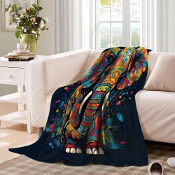 Éléphant Plaid en Polaire Imprimé 3D Couverture Douce Confortable pour Canapé Lit Bureau