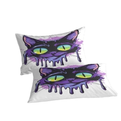 Chat Housse de Couette Imprimée 3D Douce 3 Pièces Literie Garçons Filles