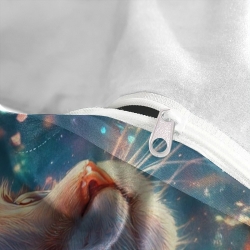 Space Chat Housse de Couette Imprimée 3D Douce 3 Pièces Literie Garçons Filles