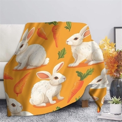 Lapin Petit lapin Plaid en Polaire Imprimé 3D Couverture Douce Confortable pour Canapé Lit Bureau