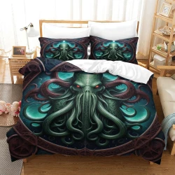 Mito dell'orrore Cthulhu Copripiumino Stampato 3D Morbido 3 Pezzi Biancheria da Letto per Ragazzi Ragazze