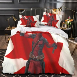 Deadpool Marvel Housse de Couette Imprimée 3D Douce 3 Pièces Literie Garçons Filles