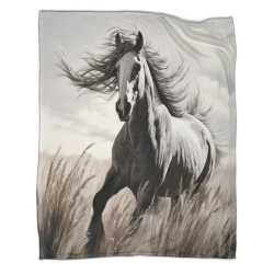 Cheval Plaid en Polaire Imprimé 3D Couverture Douce Confortable pour Canapé Lit Bureau