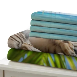 Chat Housse de Couette Imprimée 3D Douce 3 Pièces Literie Garçons Filles