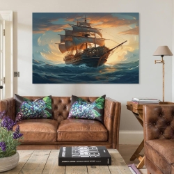 Voilier Peinture sur toile sans cadre, impressions posters art mural pour déco maison chambre bureau