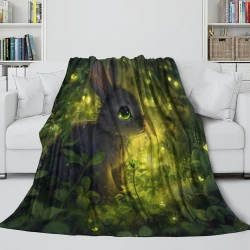 Lapin Petit lapin Plaid en Polaire Imprimé 3D Couverture Douce Confortable pour Canapé Lit Bureau