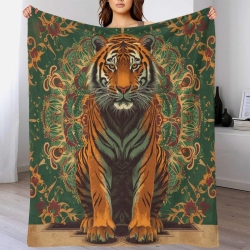 Tigre Plaid en Polaire Imprimé 3D Couverture Douce Confortable pour Canapé Lit Bureau