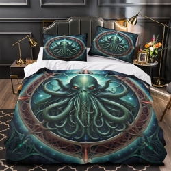 Mythe de l'horreur Cthulhu Housse de Couette Imprimée 3D Douce 3 Pièces Literie Garçons Filles