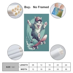 Chat Peinture sur toile sans cadre, impressions posters art mural pour déco maison chambre bureau