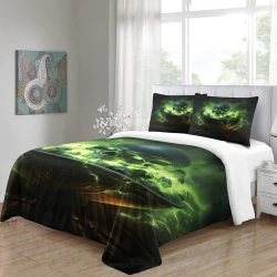 Crâne Housse de Couette Imprimée 3D Douce 3 Pièces Literie Garçons Filles