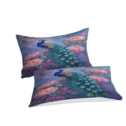 Pavo real Funda Nórdica Impresa en 3D Suave 3 Piezas Ropa de Cama para Niños Niñas