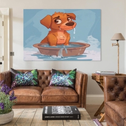 Chien de dessin animé Peinture sur toile sans cadre, impressions posters art mural pour déco maison chambre bureau