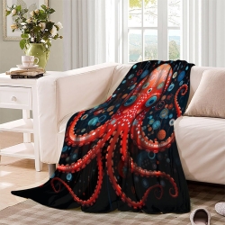 Mythe de l'horreur Cthulhu Plaid en Polaire Imprimé 3D Couverture Douce Confortable pour Canapé Lit Bureau