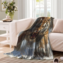 Tigre Plaid en Polaire Imprimé 3D Couverture Douce Confortable pour Canapé Lit Bureau